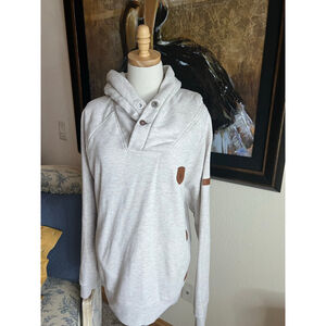 NWOT Women's WANAKOME Beige Hoodie Sweatshirt L with Brown Accents
